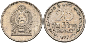 ШРИ-ЛАНКА 25 ЦЕНТОВ 1982 KM 141.2 медно-никель 3955-858