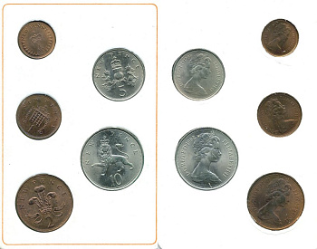 Великобритания набор из 5 монет 1968-1971 в оригинальном буклете KM MS102 UNC 4-5-1-22