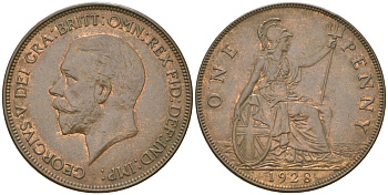 Великобритания 1 пенни 1928 Георг V (1910-1936) KM 838, Spink 4055 бронза    69-936