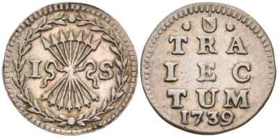 Утрехт, Нидерланды 1 штюбер 1739 UTRECHT KM 90 серебро 443-1634
