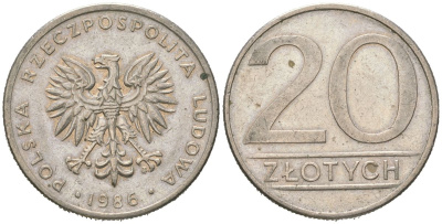 Польша 20 злотых 1986 MW Y 153.1 медно-никель 4616-1111