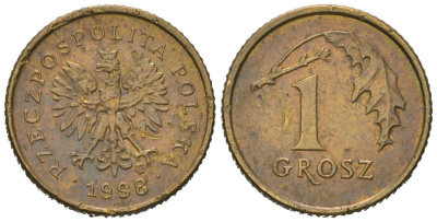 Польша 1 грош 1998 MW KM 276 латунь 4567-243