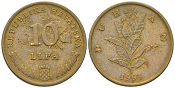 Хорватия 10 лип 1993 нечетный год KM 6 сталь плакированная латунью    4124-1021