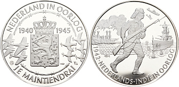 НИДЕРЛАНДЫ МЕДАЛЬ ГОЛАНДИЯ В ВОЙНЕ 1940-1945 НИДЕРЛАНДСКАЯ ИНДИЯ В ВОЙНЕ 1942 ГОД серебро PROOF 06-244-14