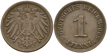 Германия 1 пфенниг 1906 A KM 10 медь 4169-437