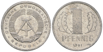 ГДР 1 пфенниг 1981 А KM 8.2 алюминий 4623-423