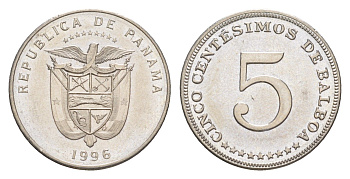 Панама 5 сентесимо 1996 KM 126 медно-никель UNC 4644-116