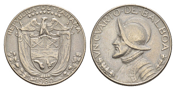 Панама 1/4 бальбоа (25 сентесимо) 1980 KM 11.2a медь плакированная медно-никелем 4642-647