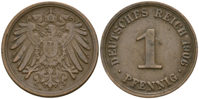 Германия 1 пфенниг 1906 A KM 10 медь 4169-437