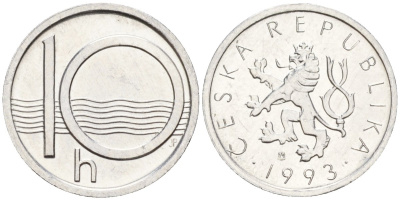 Чехия 10 геллеров 1993 KM 6 алюминий 4152-763