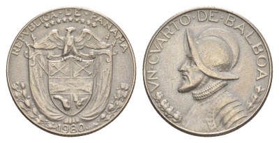 Панама 1/4 бальбоа (25 сентесимо) 1980 KM 11.2a медь плакированная медно-никелем 4642-647