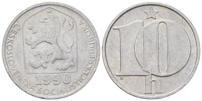 Чехословакия 10 геллеров 1990 KM 80 алюминий aUNC 4115-821