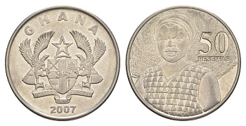 Гана 50 песев 2007 KM 41 сталь плакированная никелем 4642-133