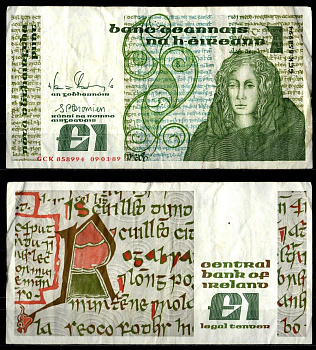 Ирландия 1 фунт 1989 Pick 70 d бумага 8605-33-2-1