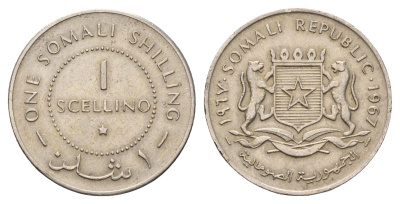 Сомали 1 шиллинг 1967 год-тип KM 9 медно-никель 91-655