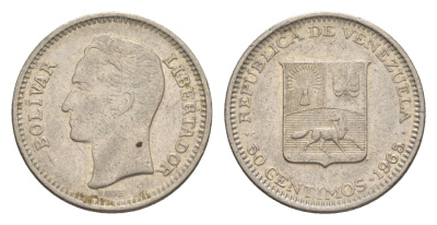 Венесуэла 50 сентимо 1965 Y 41 никель 4618-1263