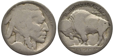 США 5 ЦЕНТОВ ND ИНДЕЕЦ, БИЗОН KM 134 медно-никель 27-735