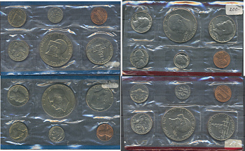 США набор из 12 монет (1, 5, 10 (дайм), 25 (квотер, 1/4 доллара) и 50 (1/2 доллара) центов; 1 доллар) 1976 в оригинальной упаковке, в запайке KM MS137 (A192, 195a, 201, 204, 205 и 206) UNC 8-2-06-14