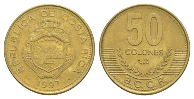 Коста-Рика 50 колонов 1997 KM 231 алюминиевая бронза UNC 4642-932