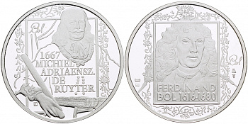 НИДЕРЛАНДЫ МЕДАЛЬ ФЕРДИНАНД БОЛЬ (1616-1680), ПОРТРЕТ АДМИРАЛА МИХАИЛА АНДРИАНСОНА ДЕ РЮЙТЕРА 1667 ГОД, ДИАМЕТР 30 мм., ВЕС 9,42 гр. медно-никель 1087-2-35