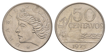 Бразилия 50 сентаво 1975 KM 580b нержавеющая сталь 4656-1243