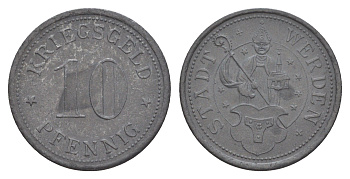 Верден 10 пфеннигов ND Funck 595.1, Men05 26567.1, Men18 33394.1 цинк 4636-1115