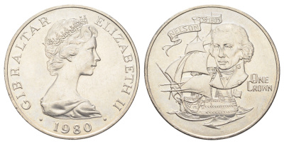 Гибралтар 1 крона 1980 175 лет со дня смерти Горацио Нельсона KM 12 медно-никель BU 11-178-15