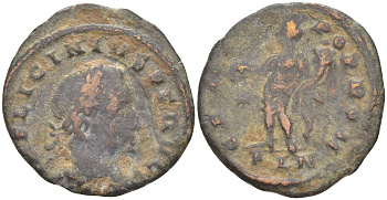 Римская Империя нуммий 312 - 313 Лициний I, бюст императора, IMP LICINIVS PF AVG / Гений Римского народа, GENIO POP ROM, Лондиний RIC 249 биллон 1073-14-12