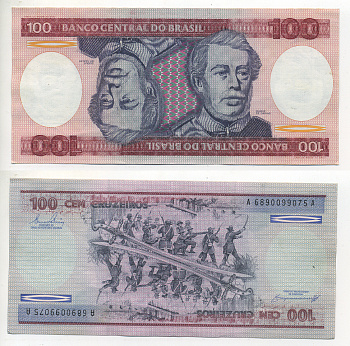 БРАЗИЛИЯ 100 КРУЗЕЙРО 1984 ПОДПИСЬ 21, ГЕОРЦОГ КАКСИАС Pick 198b бумага UNC (ПРЕСС) 7548-19-1