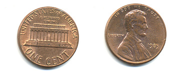 США 1 ЦЕНТ 1985 ЛИНКОЛЬН KM 201b цинк плакированный медью 86-153