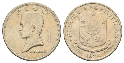 Филиппины 1 песо (писо) 1974 Хосе Рицаль KM 203 медь цинк никель aUNC 4667-612