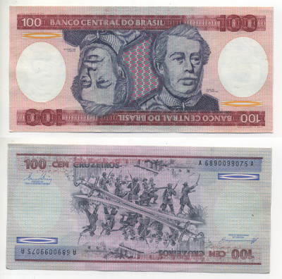 БРАЗИЛИЯ 100 КРУЗЕЙРО 1984 ПОДПИСЬ 21, ГЕОРЦОГ КАКСИАС Pick 198b бумага UNC (ПРЕСС) 7548-19-1