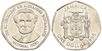 Ямайка 1 доллар 1995 Александр Бустаманте KM 164 никелированная сталь 4609-349