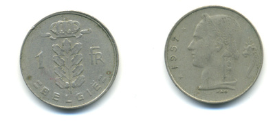 БЕЛЬГИЯ 1 ФРАНК 1957 BELGIE KM 143.1 медно-никель 3999-842