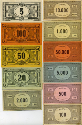 МОНОПОЛИЯ НАБОР ИЗ 14 КРЕДИТНЫХ БИЛЕТОВ РАЗЛИЧНЫЕ НОМИНАЛЫ бумага 7203-18-1