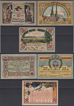 Лемго полный набор из 3 нотгельдов (10, 25 и 50 пфеннигов) 1921 Grabowski 789.3a бумага UNC (пресс) 7556-1-2-1