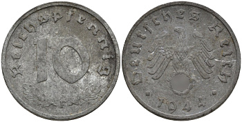 Германия 10 рейхспфеннигов 1944 J KM 101, J.371 цинк 4151-337