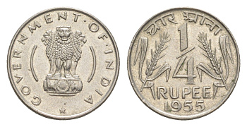 Индия 1/4 рупии 1955 KM 5.3 никель UNC 4649-342