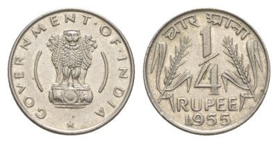 Индия 1/4 рупии 1955 KM 5.3 никель UNC 4649-342