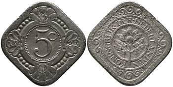 НИДЕРЛАНДЫ 5 ЦЕНТОВ 1923 KM 153 медно-никель 4387-637