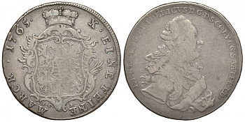 Саксен-Кобург-Заальфельд 1 талер 1765 IC-K, Эрнст Фридрих (1764-1800) KM 45, Dav.2752 серебро 00-809-22