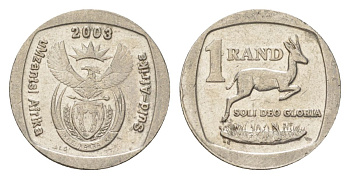 ЮАР 1 ранд 2003 KM 332 медь плакированная никелем 4627-413
