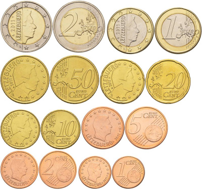 Люксембург евронабор 8 монет 2011 1, 2, 5, 10, 20, 50 евроцентов, 1, 2 евро UNC 183-431