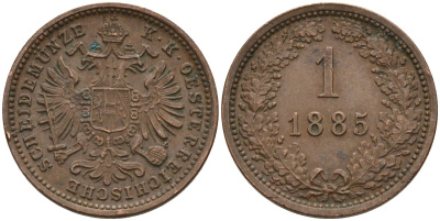 Австрия 1 крейцер 1885 Франц Иосиф (1848-1916) KM 2187 медь 4151-1261