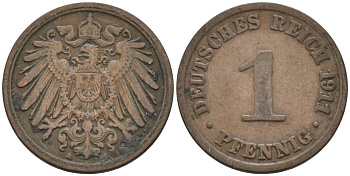 Германия 1 пфенниг 1911 A KM 10, J. 10 медь 4576-127