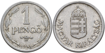 Венгрия 1 пенге 1941 ВР, регентство (1926-1945) KM 521 алюминий 4143-517