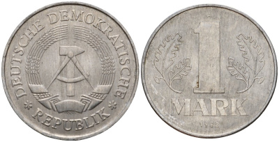 ГДР 1 марка 1982 A KM 35.2 алюминий 4601-515