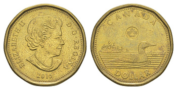 Канада 1 доллар 2015 Елизавета II (1952-2022), утка KM 1255 никель плакированный позолоченной бронзой 4631-827