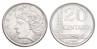 Бразилия 20 сентаво 1978 KM 579.1a нержавеющая сталь UNC 4642-1057