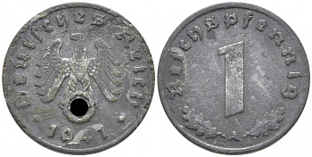 ГЕРМАНИЯ 1 РЕЙХСПФЕННИГ 1941 A KM 97, J. 369 цинк 112-466